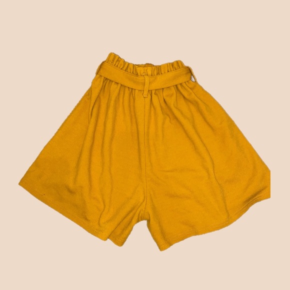 Mustard Yellow Belted Waist Shorts for Women - Picture 2 of 2